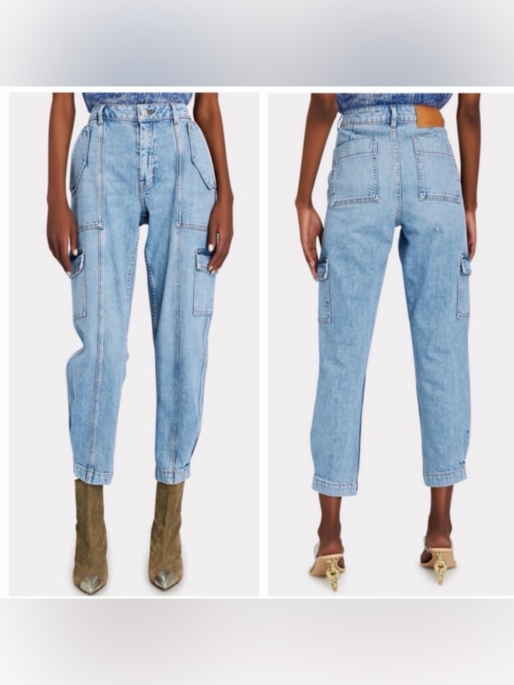 Derek Lam 10 Crosby Elian Utility High Rise Ankle Tapered Jeans light Wash  28